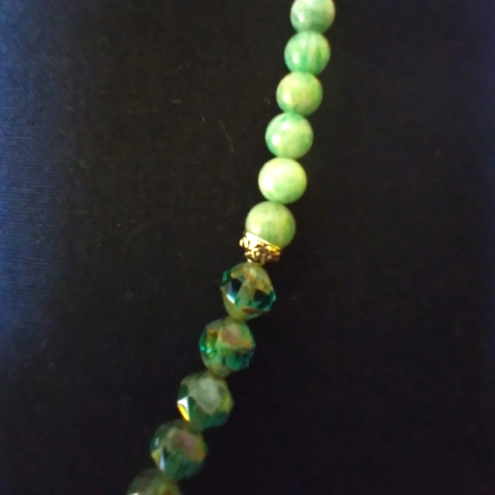 25 1/2" Genuine Brazilian Aqua Blue Amazonite & Czech Bead Necklace - Picture 5 of 12